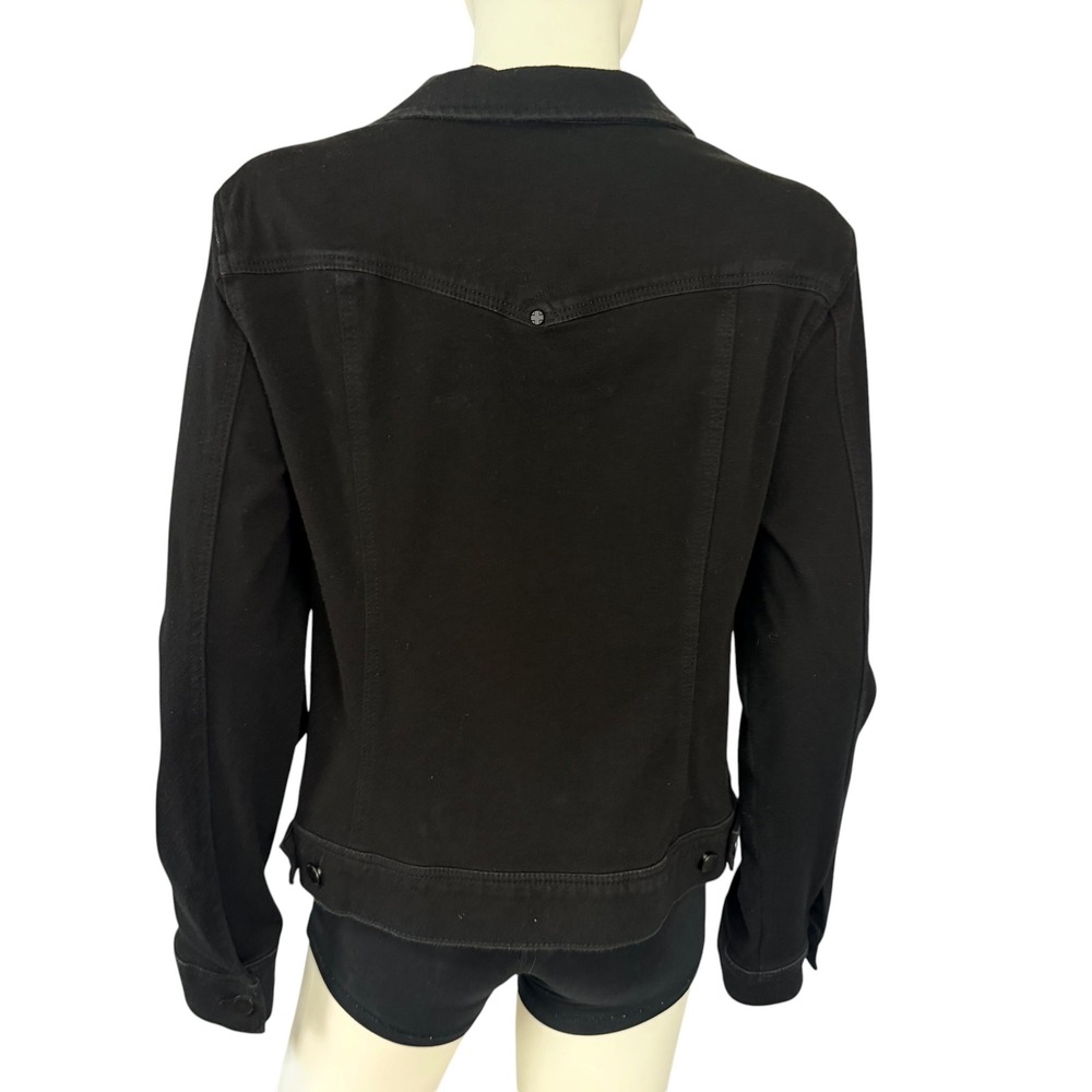 Liverpool Black Denim Jacket Stretch Minimalist Layering Capsule Moto Trucker L - Picture 4 of 8